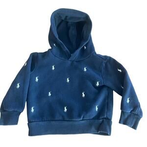 Kids Polo Ralph Lauren  Navy Blue White Logo Hoodie sweatshirt-3T